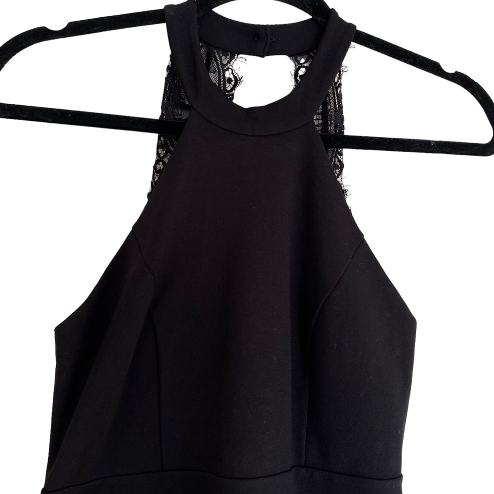 Lulu's Black Mini Dress lace Back Halter - Picture 6 of 7